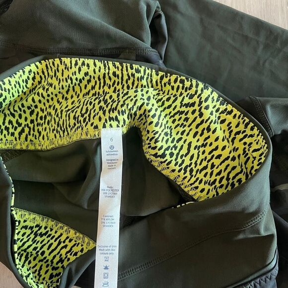 Lululemon Training Tough Crop *Full-On Luxtreme Palm Party Gator Green Black / G - Picture 8 of 12